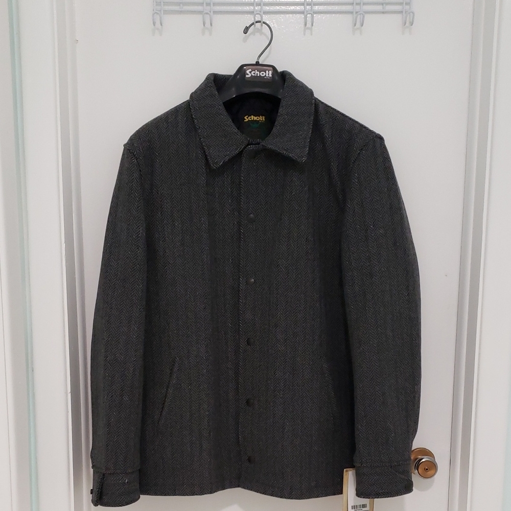 New with Tags Schott Mens Large Wool Coachman Jacket Style 781USA Charcoal Gray